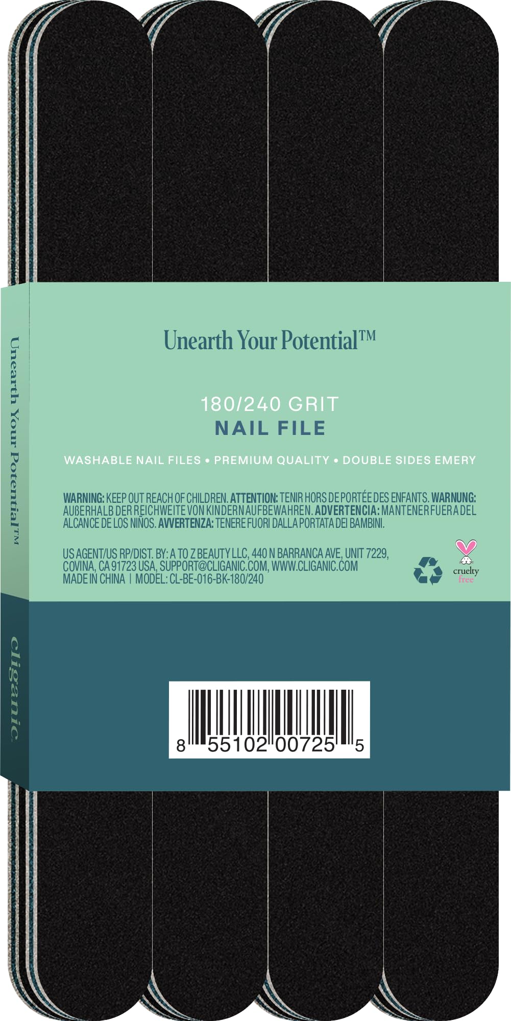 Cliganic professional nail file kit supports natural nails shaping with gentle finishers.