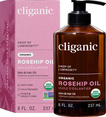 Cliganic rosehip seed oil bottle for the face, lightweight hydration