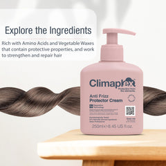 Climaplex Crema Protectora anti-frizz: aplicación suave deja el cabello sedoso y manejable.