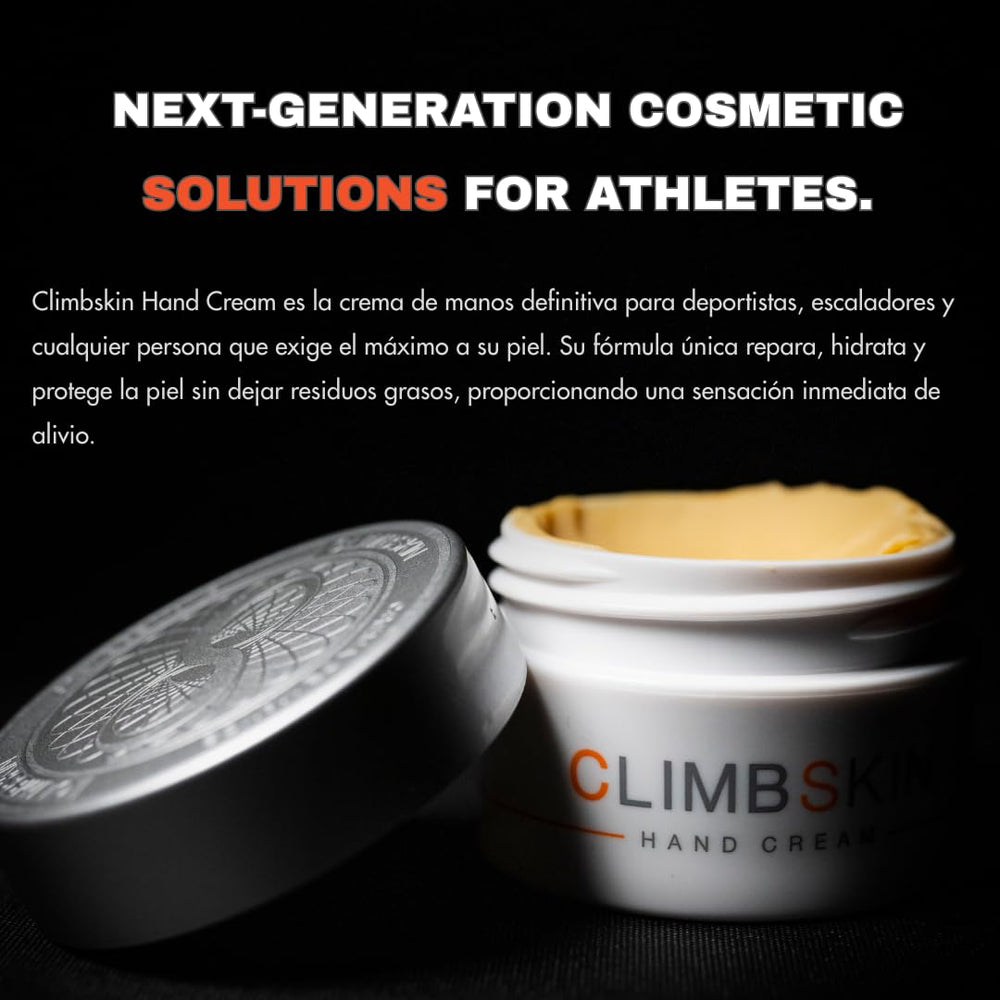 Climbskin ingredients bottle features nourishing oils and butters.