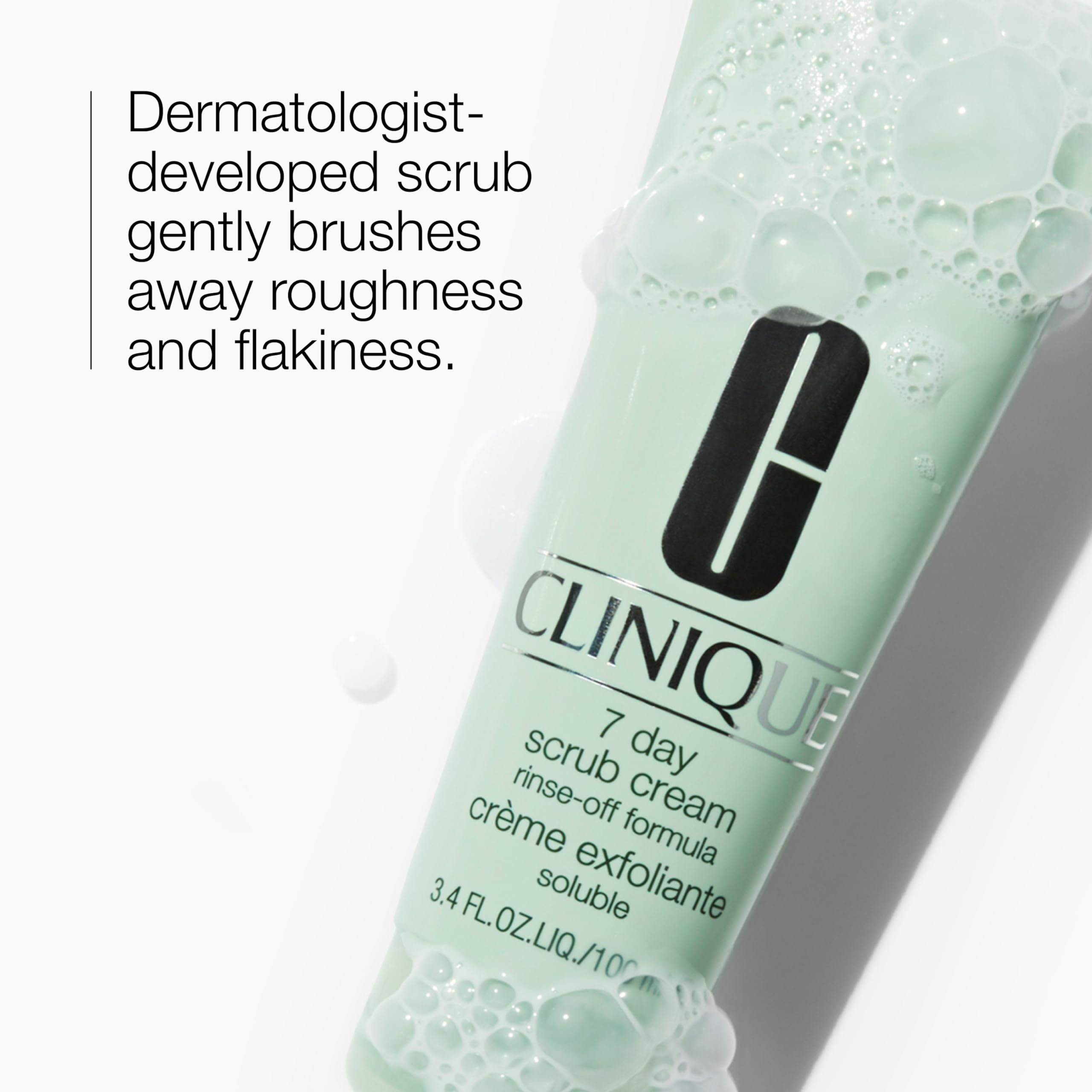 Clinique 7 Day Scrub Cream dispensing shot hints at easy, daily application.