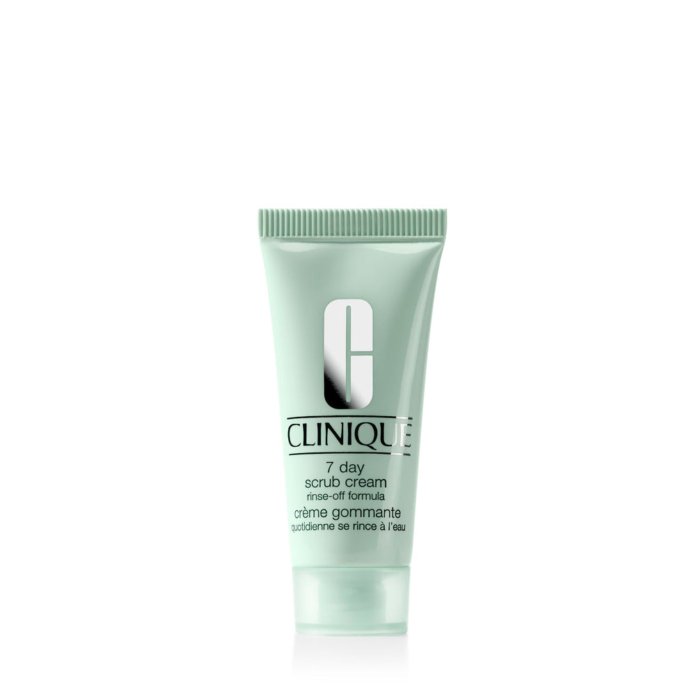 Clinique 7 Day Scrub Cream texture closeup showing gentle exfoliation for soft skin.