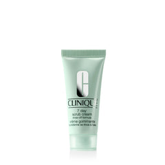 Clinique 7 Day Scrub Cream texture closeup showing gentle exfoliation for soft skin.