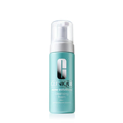 Clinique Acne Solutions Daily Foam Cleanser bottle demonstrates fragrance-free formula for daily use.