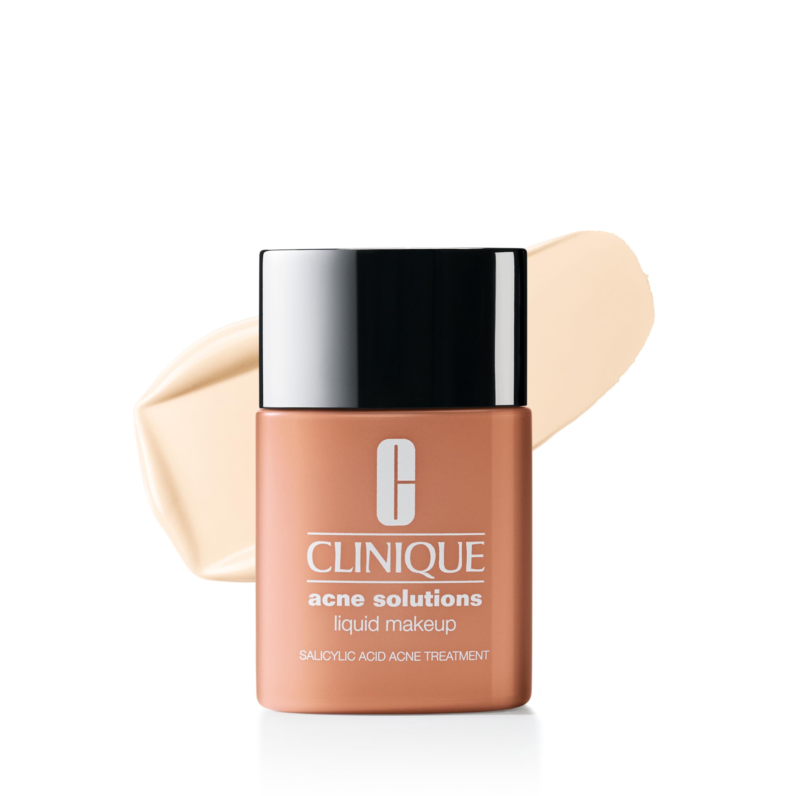 Clinique Acne Solutions Liquid Foundation bottle front for everyday wear with a clean, portable design.