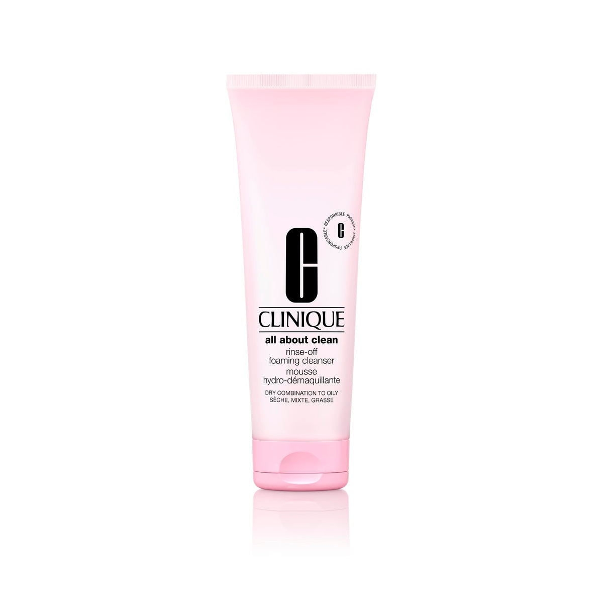 Clinique All About Clean bottle and foam for a gentle cleanse suitable for oily skin.