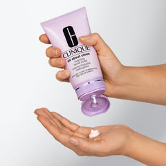 Clinique All About Clean Foaming Face Wash creamy texture closeup for gentle cleansing