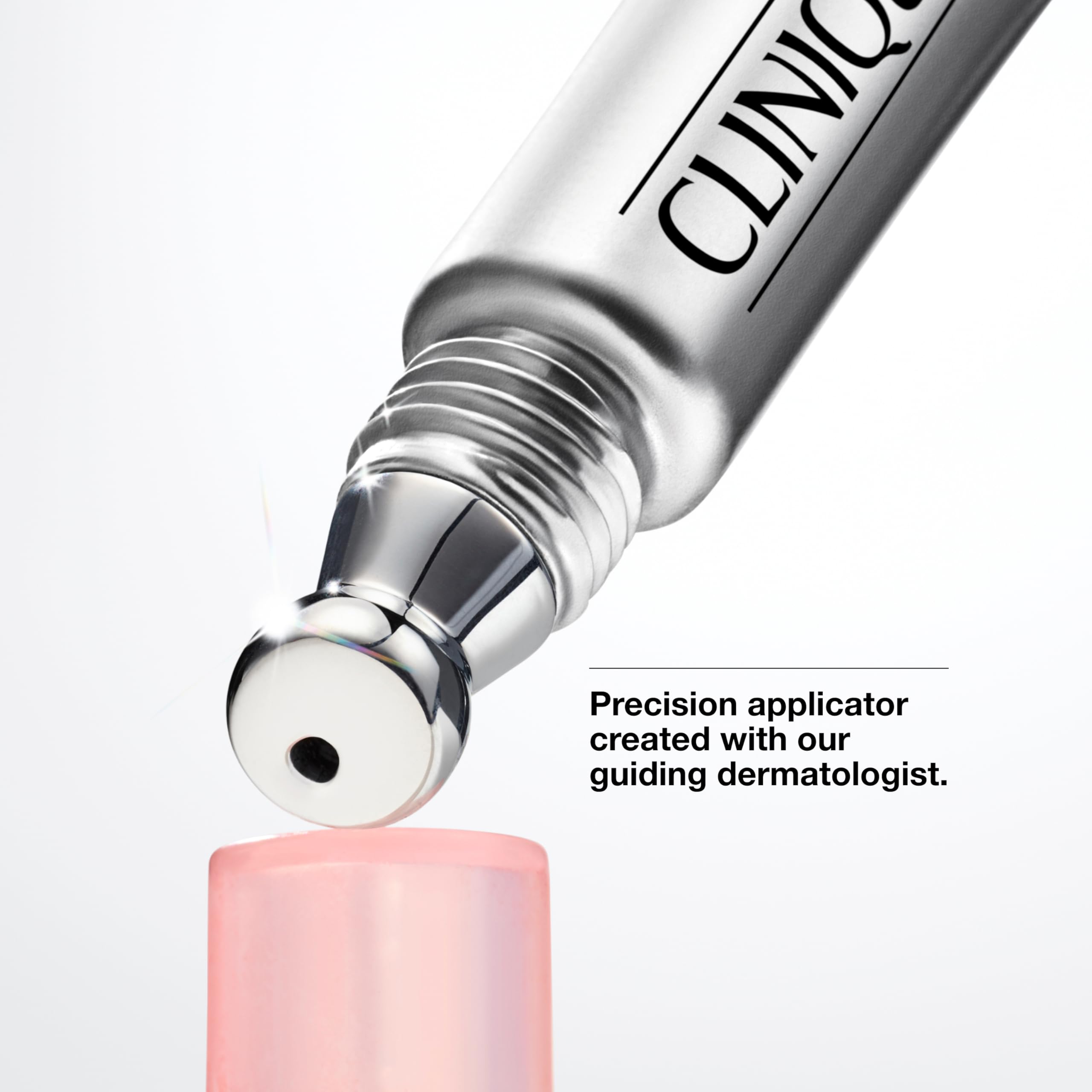Close-up of Clinique All About Eyes bottle highlighting Vitamin C, HA and Retinol ingredients.
