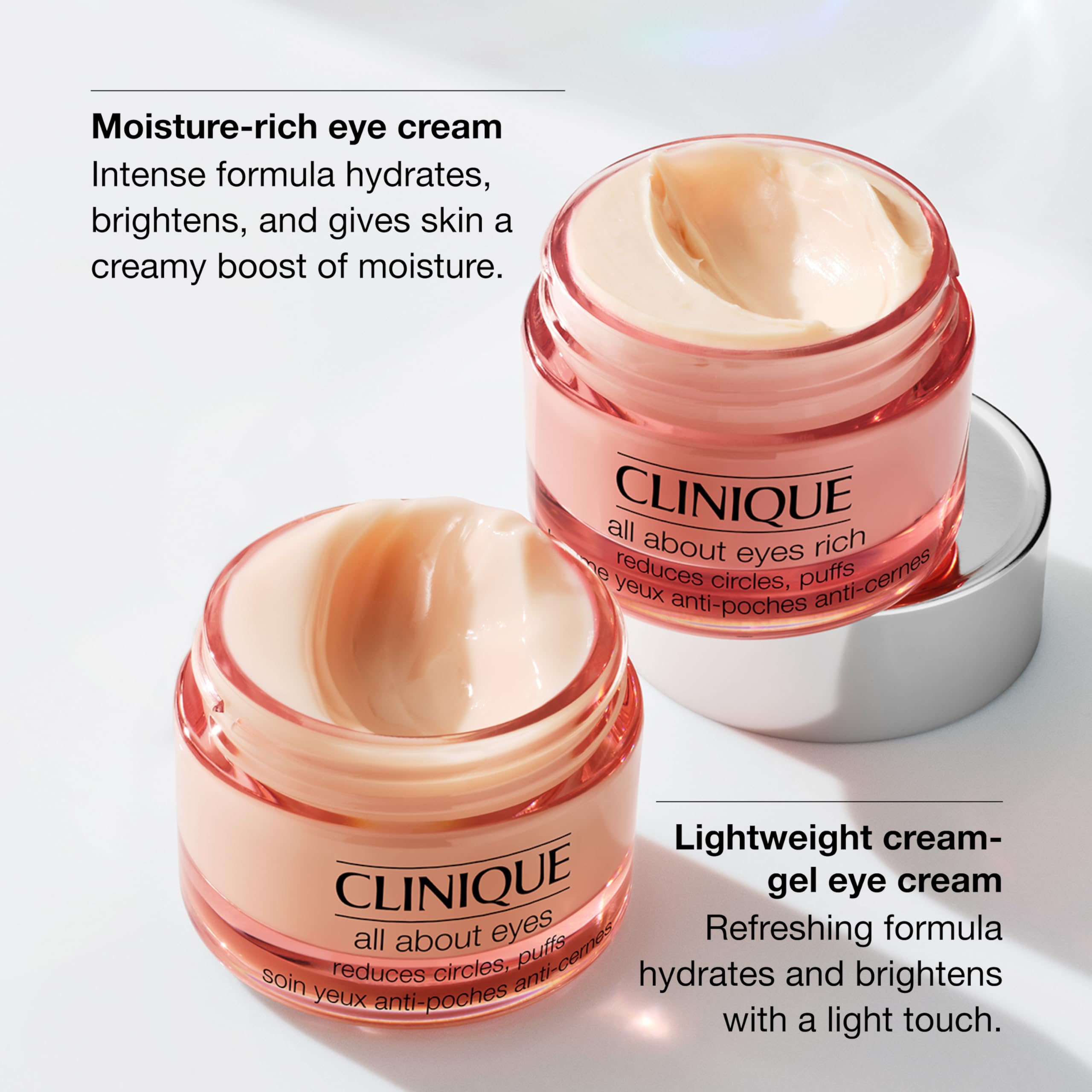 Clinique All About Eyes Rich applying under-eye to reduce puffiness.