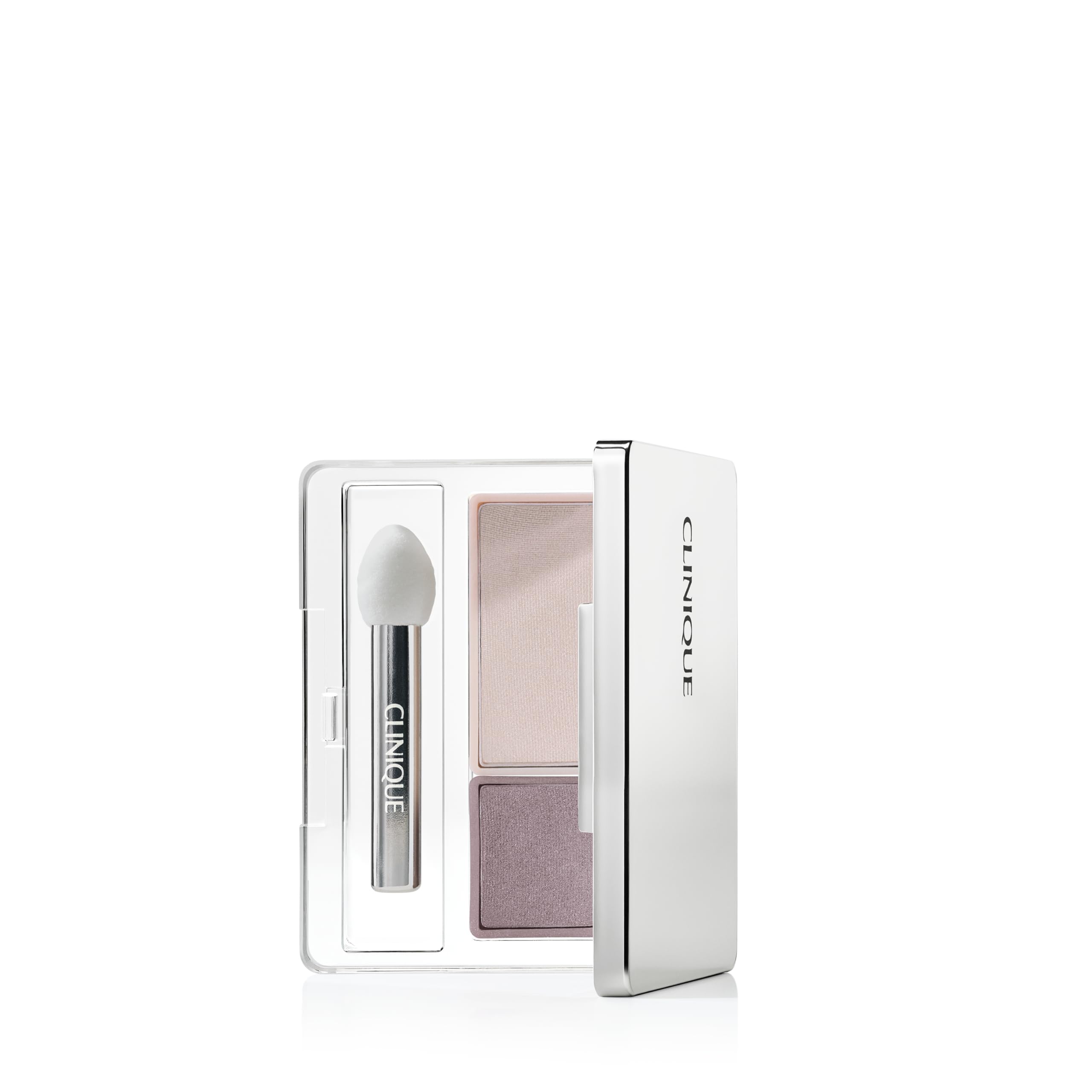 Clinique All About Shadow Duo Twilight Mauve-Brandied for rich, buildable color in a compact.