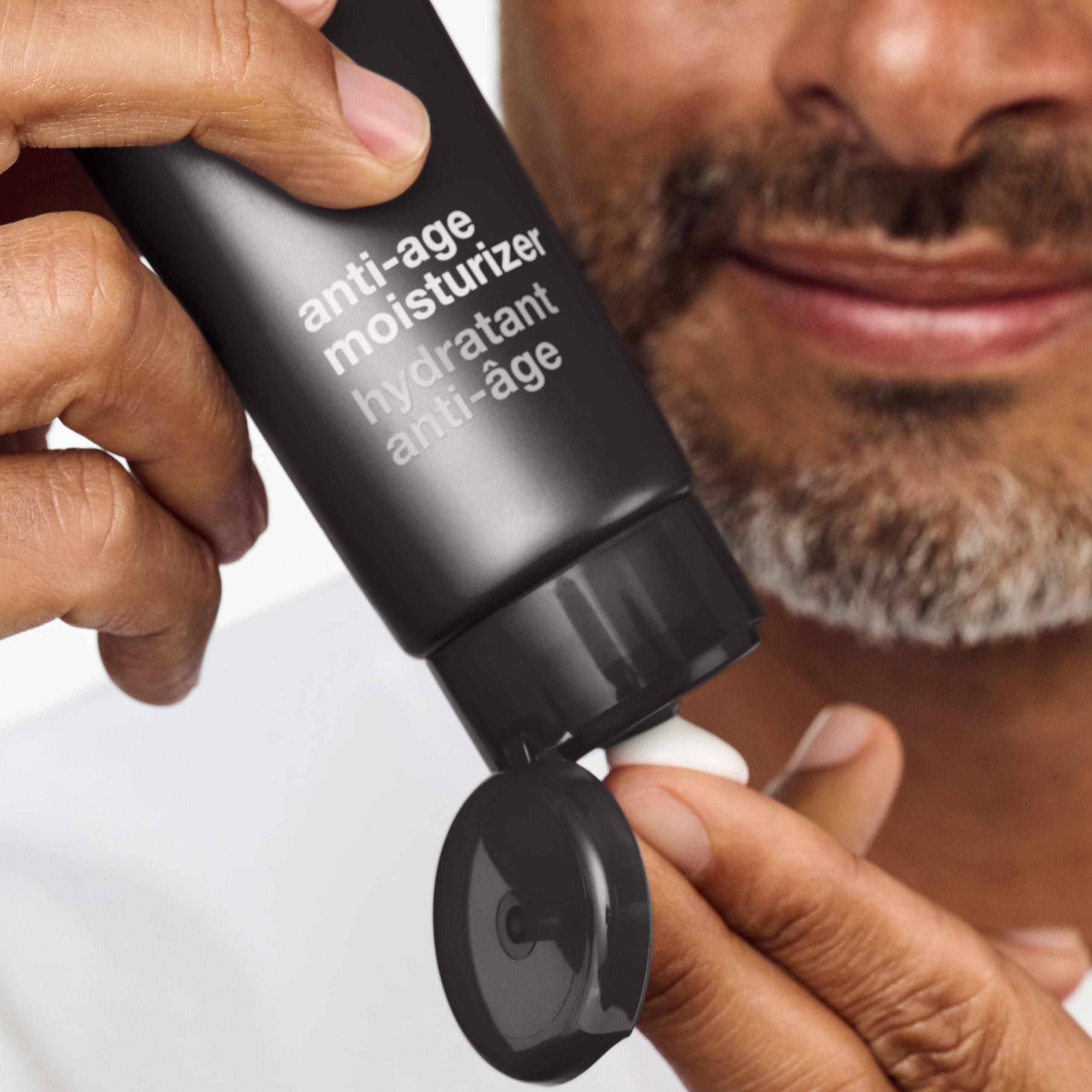 Clinique For Men allergy-tested fragrance-free label close-up for sensitive skin.