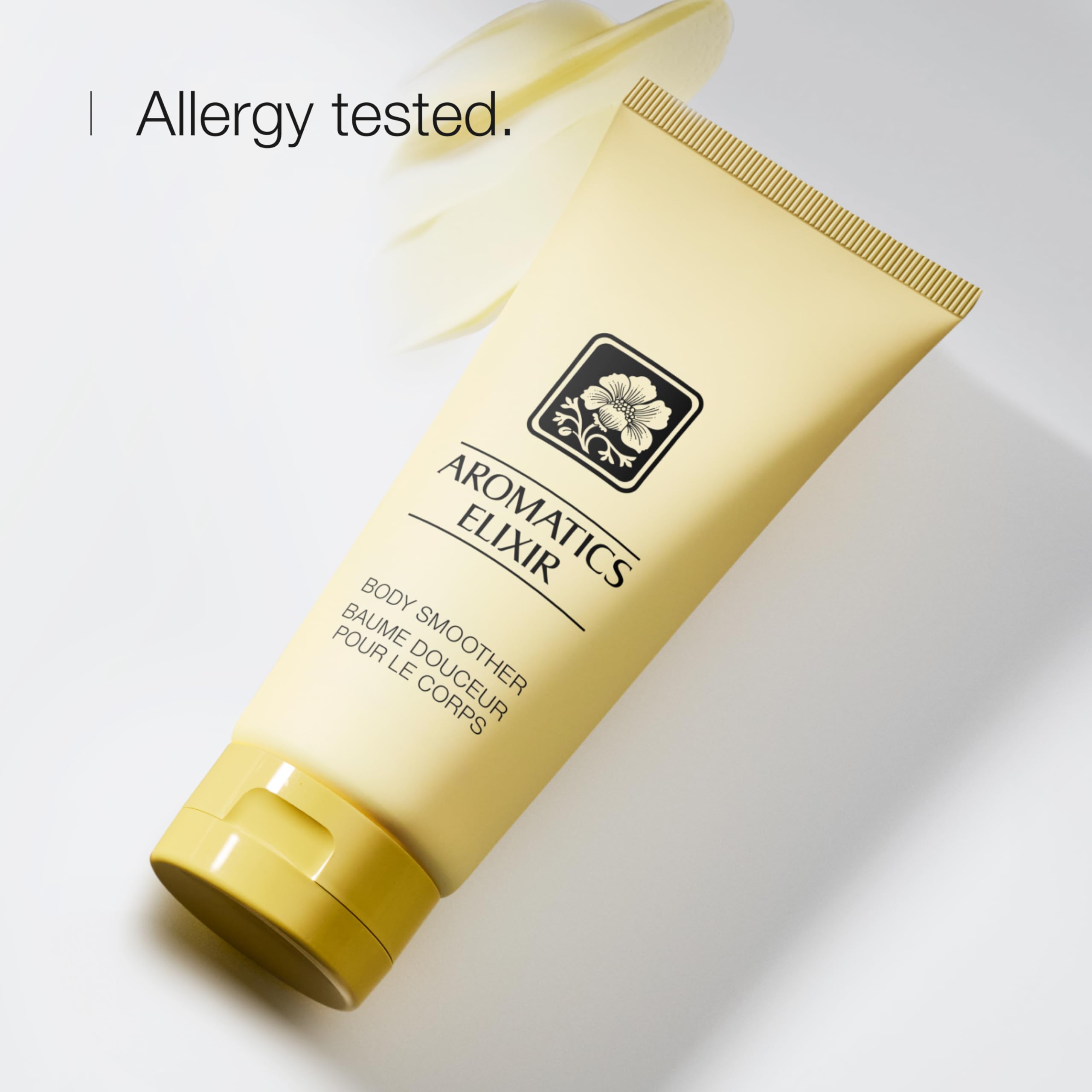 Clinique Aromatics Elixir fragrance note close-up label evokes luxury scent.