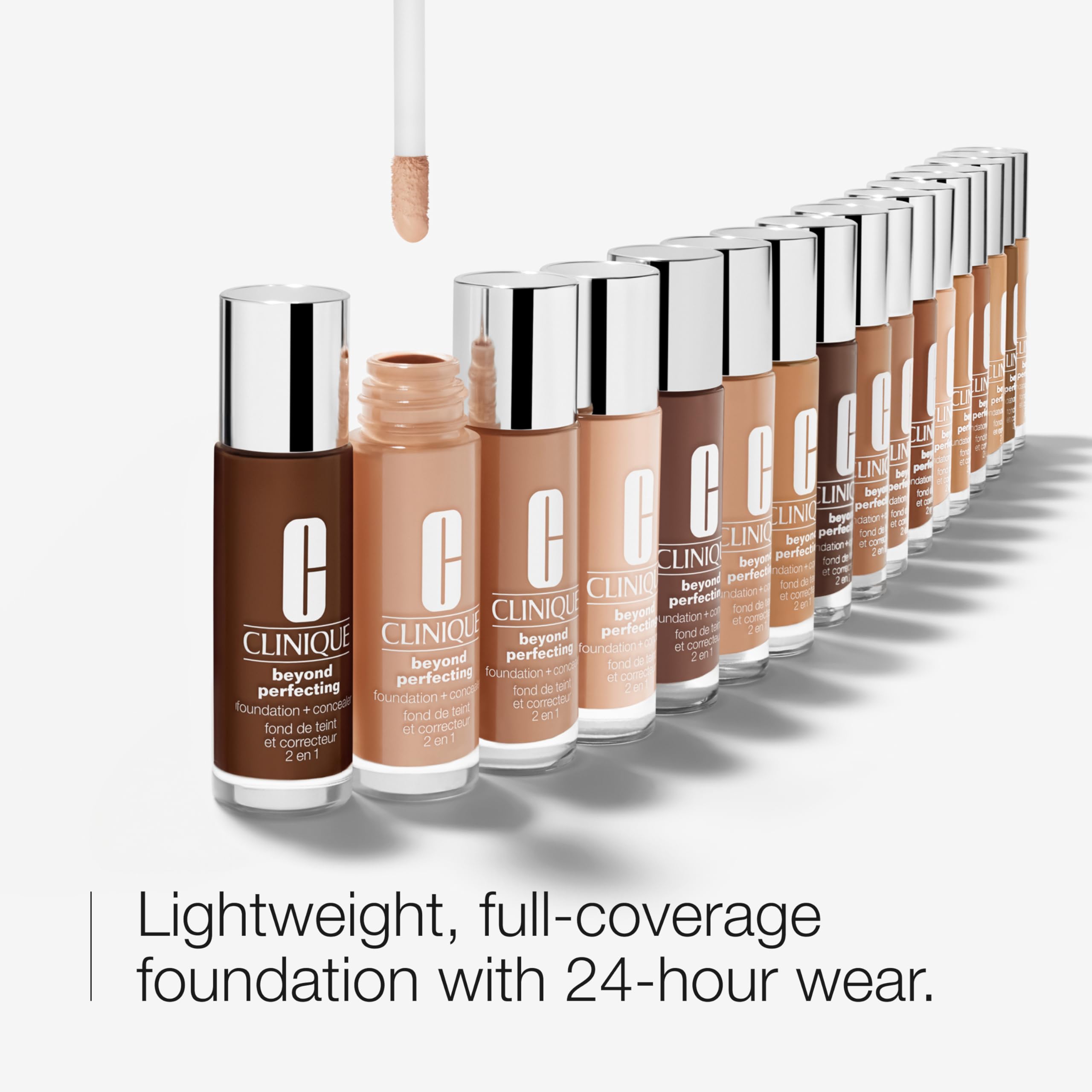 Clinique Beyond Perfecting closeup shows seamless on-face application.