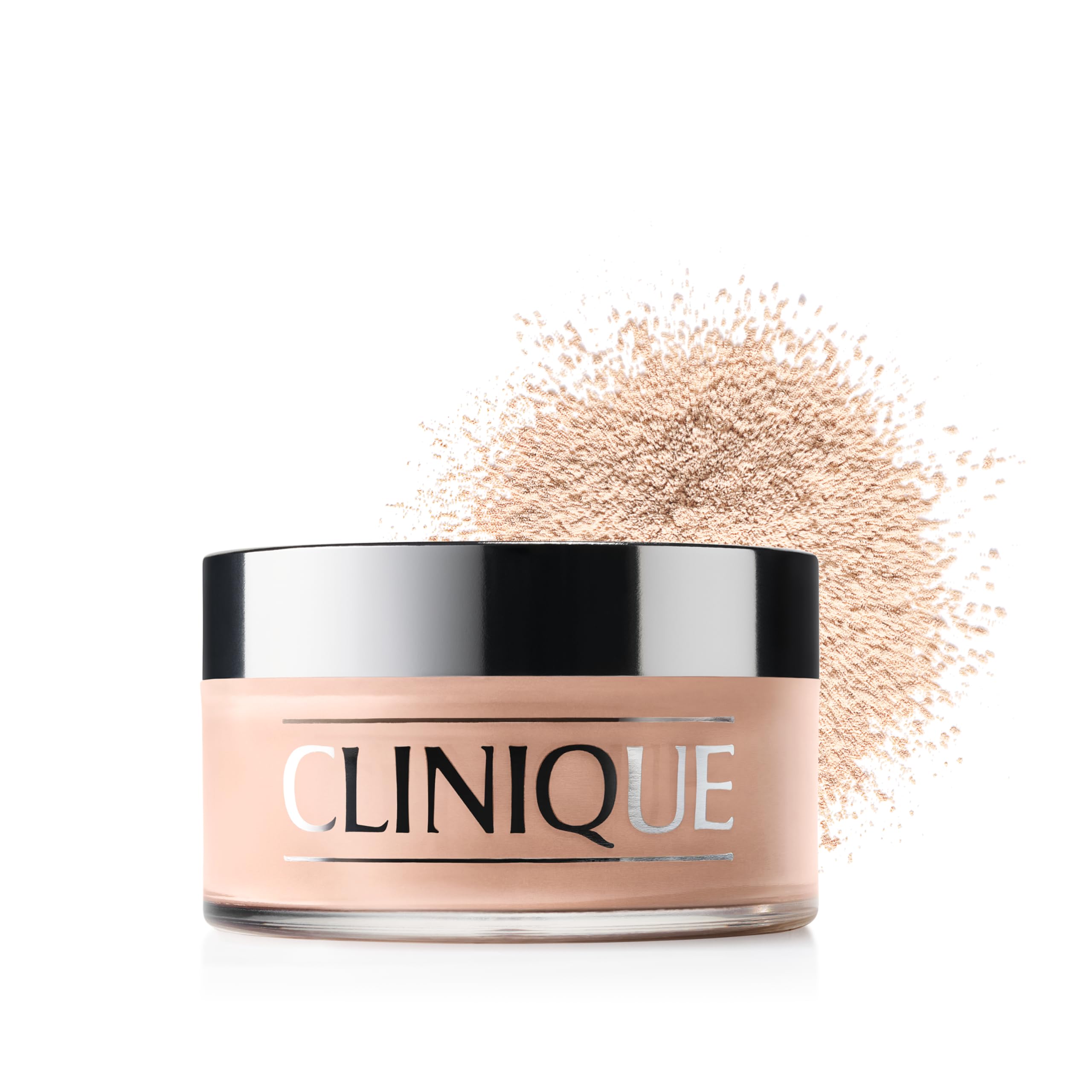 Clinique Blended Face Loose Powder jar closeup showing translucent finish and makeup-setting lightweight texture.