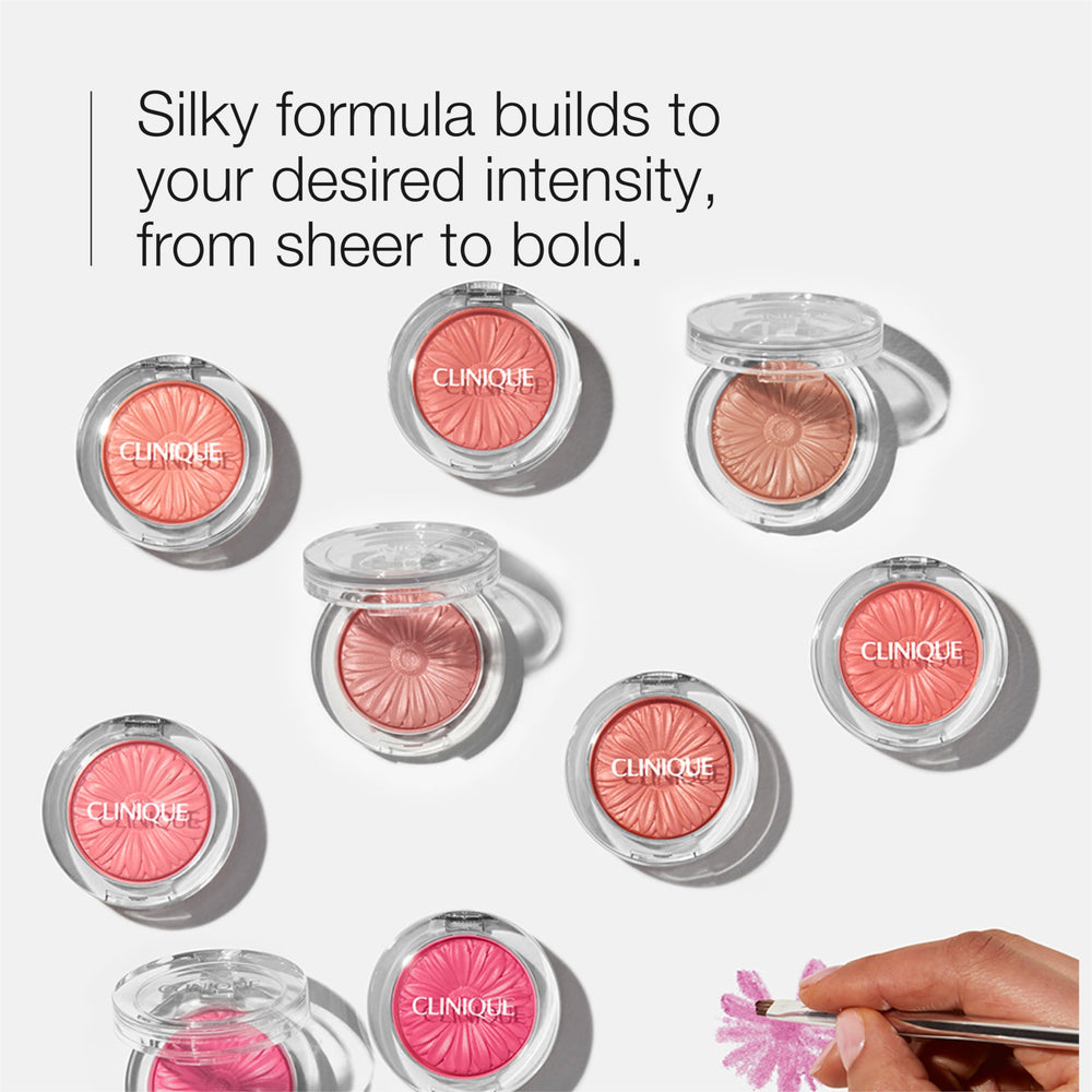 Clinique Cheek Pop blush on apples of cheeks with bright, buildable shade
