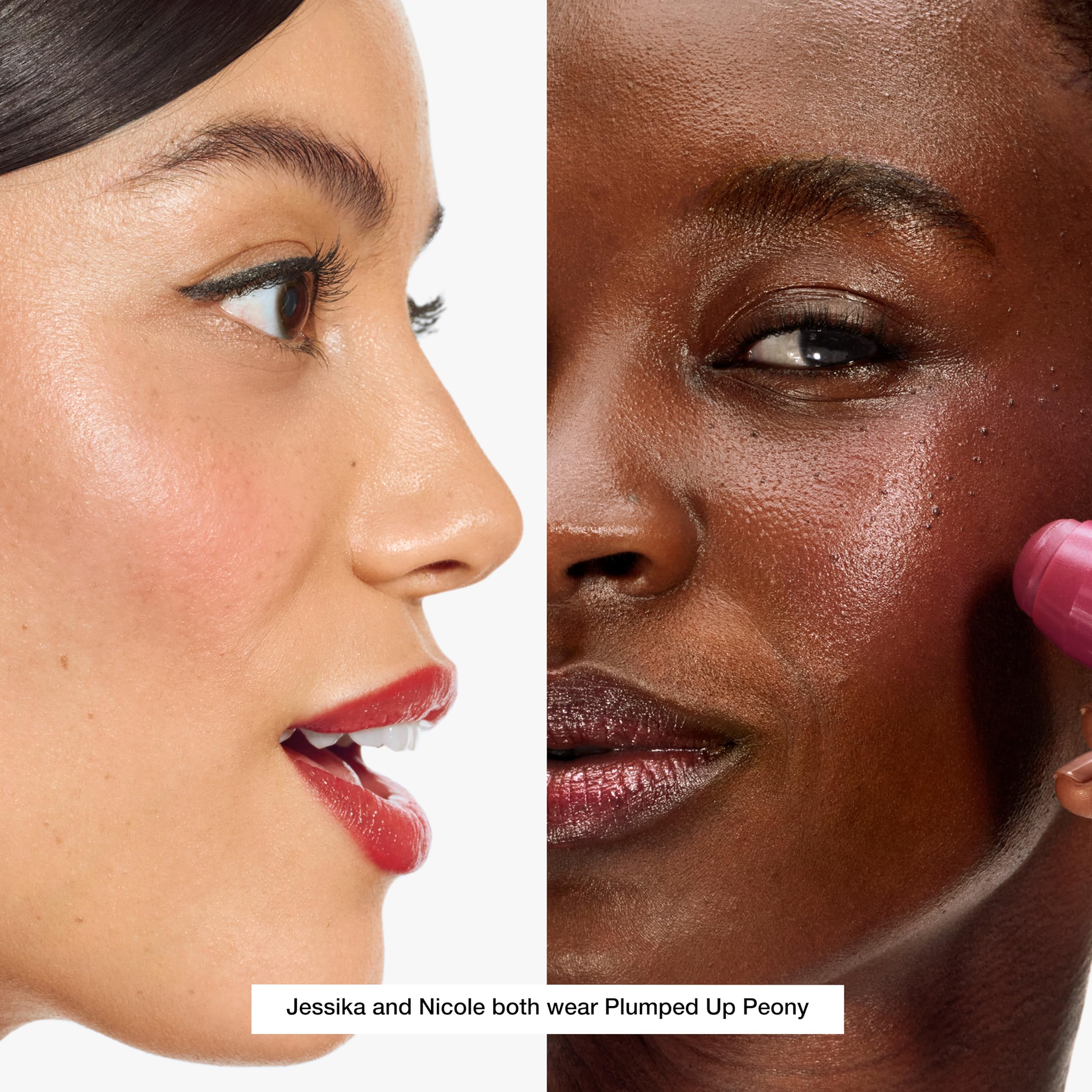 Clinique Chubby Cream Blush Stick in Plumped-Up Peony provides natural rosy color for cheeks.