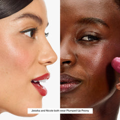 Clinique Chubby Cream Blush Stick in Plumped-Up Peony provides natural rosy color for cheeks.