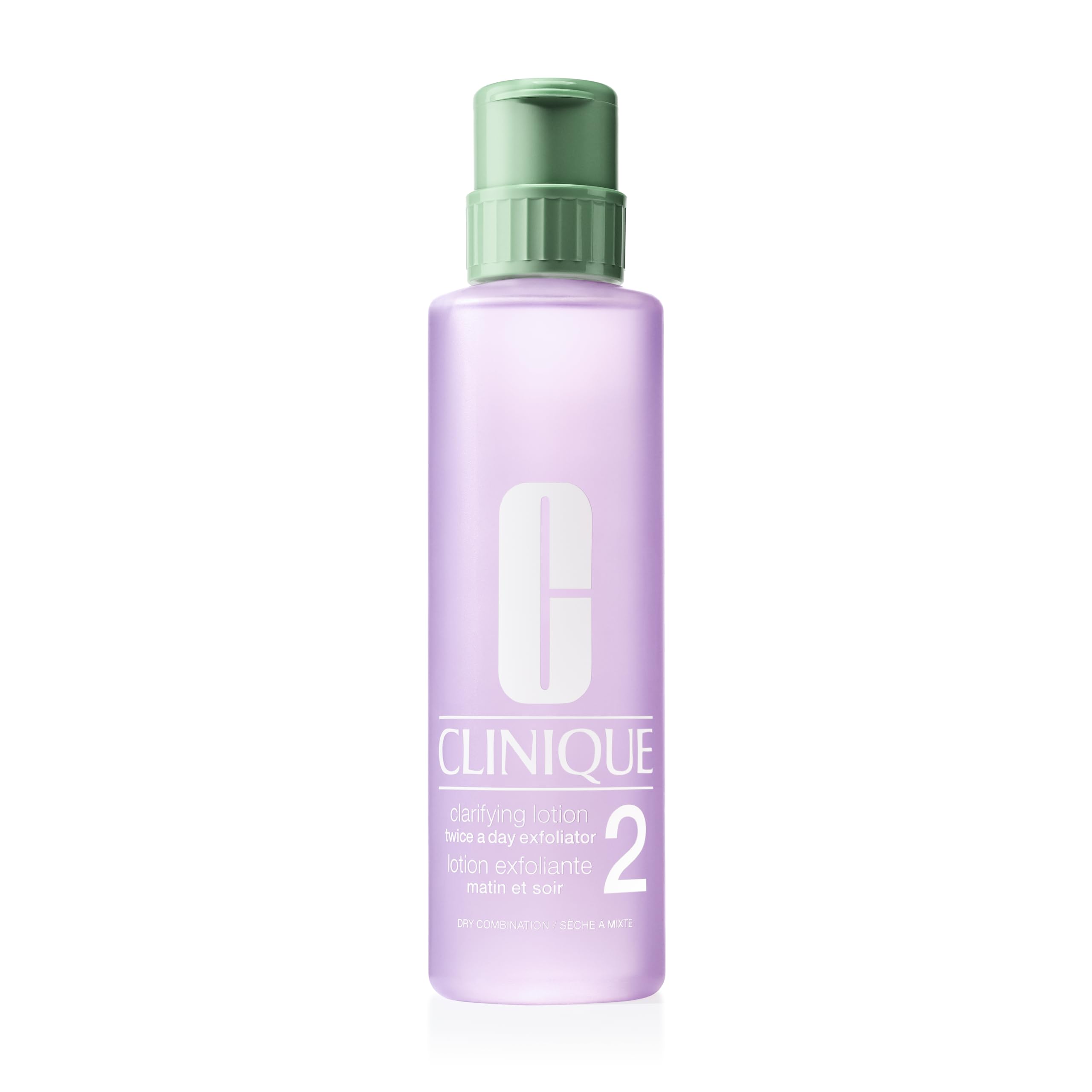 Clinique Clarifying Lotion 2 bottle pour supports daily exfoliation and refreshed skin.