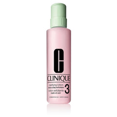 Clinique Clarifying Lotion 3-step bottle pour demonstrates daily exfoliation and oil control.