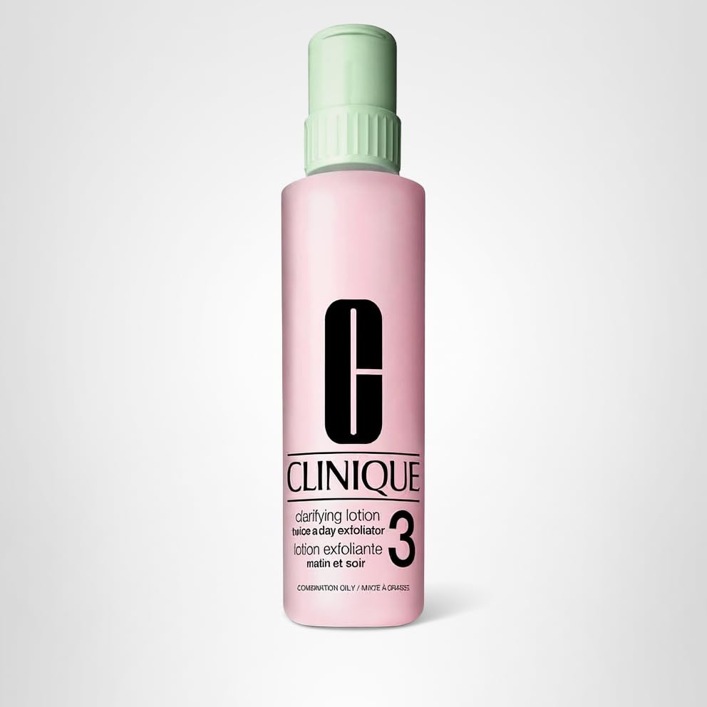 Clinique Clarifying Lotion oily skin focus showing a matte finish after use.