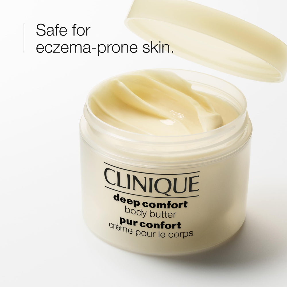 Clinique Deep Comfort Body Butter swatch on skin reveals silky texture