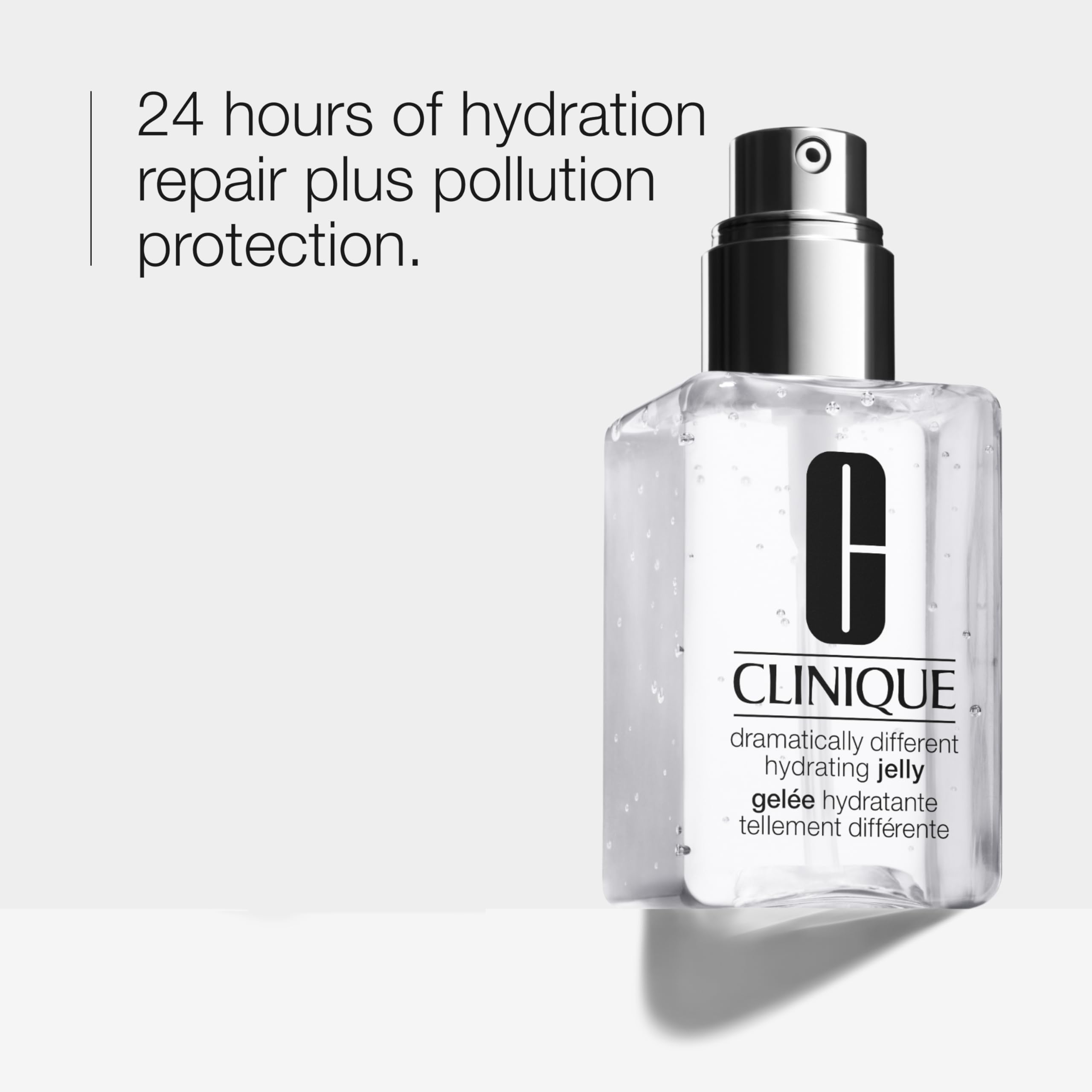 Clinique Dramatically Different Hydrating Jelly texture close-up showing lightweight finish.