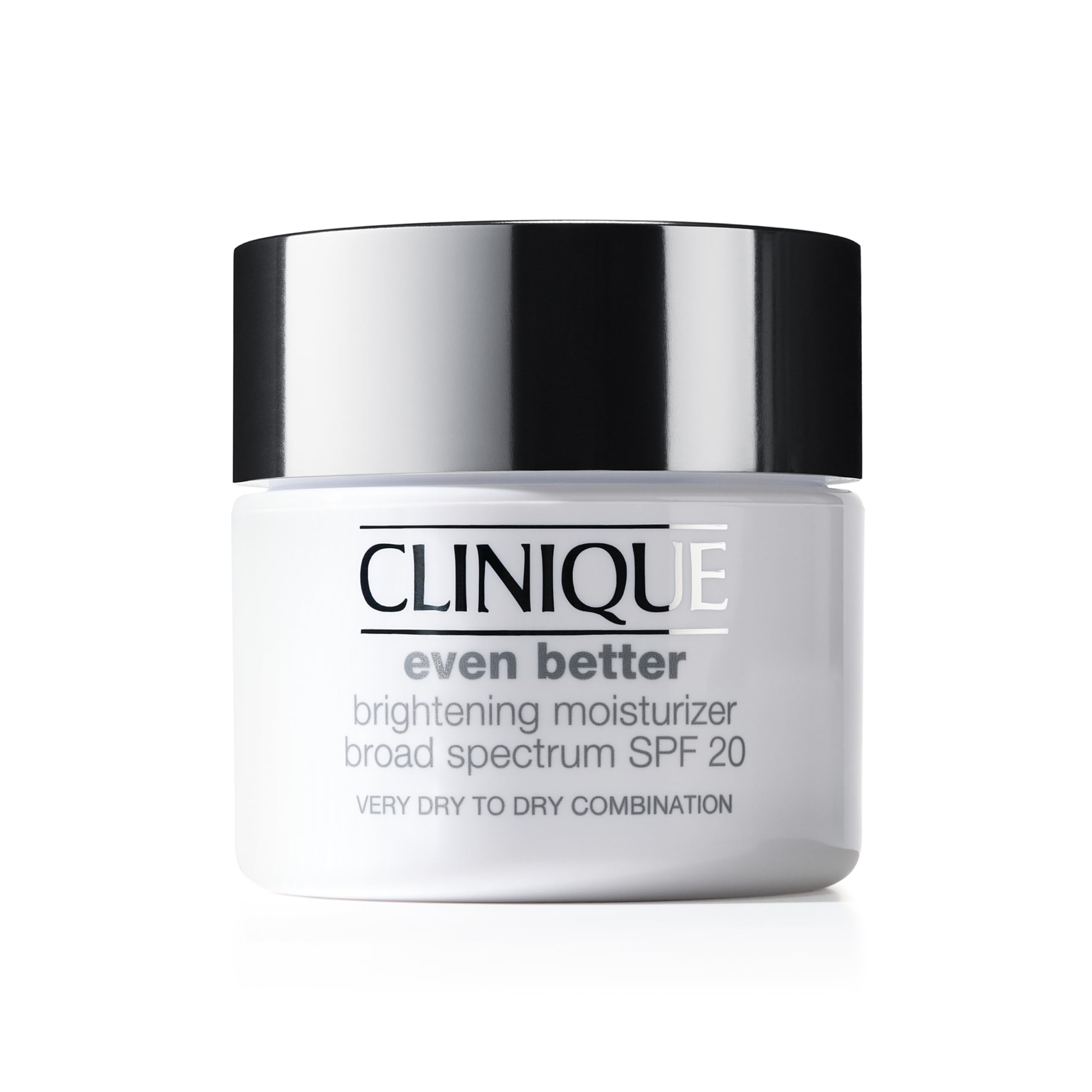 Clinique Even Better Brightening moisturizer bottle with SPF 20 and hydrating formula.