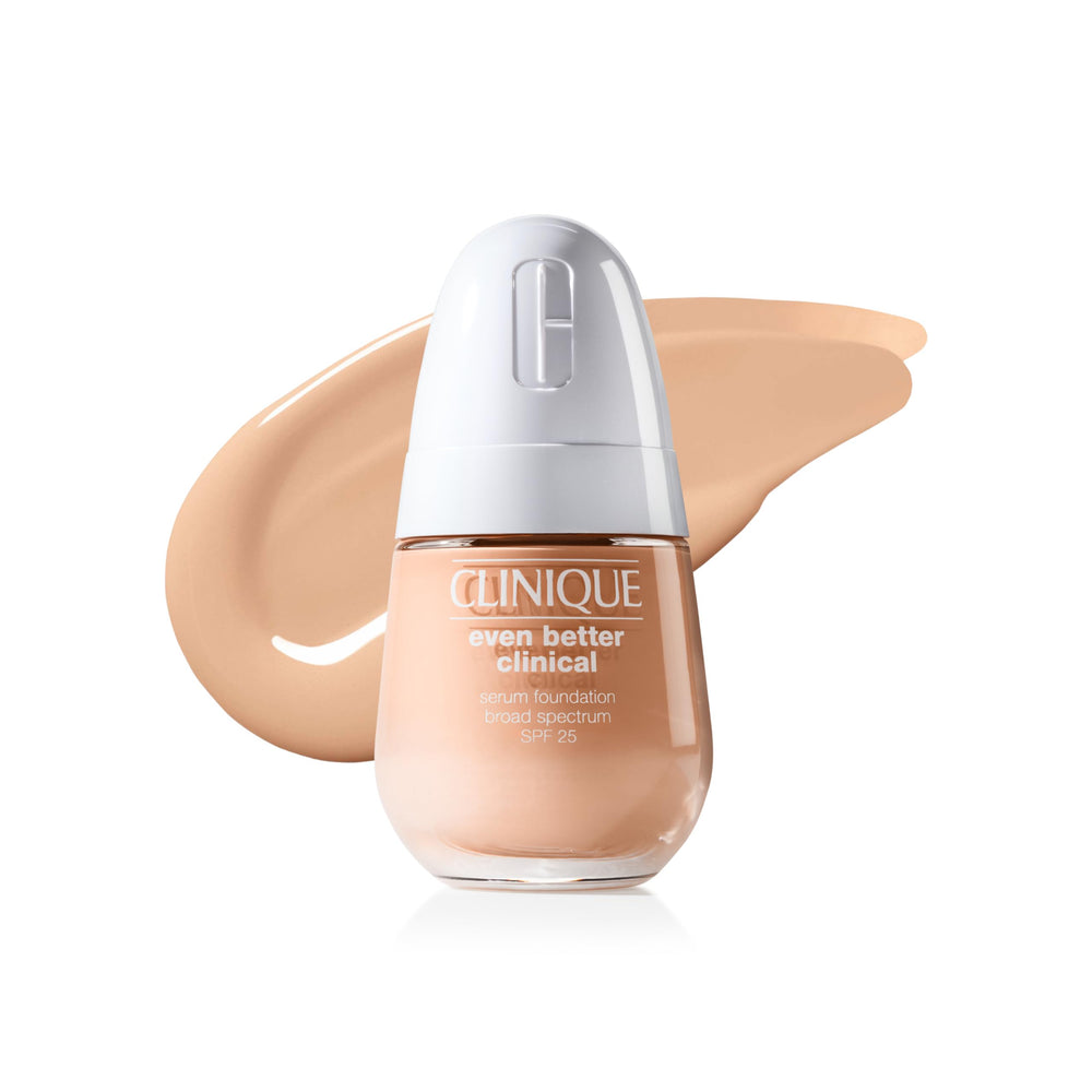 Clinique Even Better bottle closeup shows premium packaging and shade-ready formula.