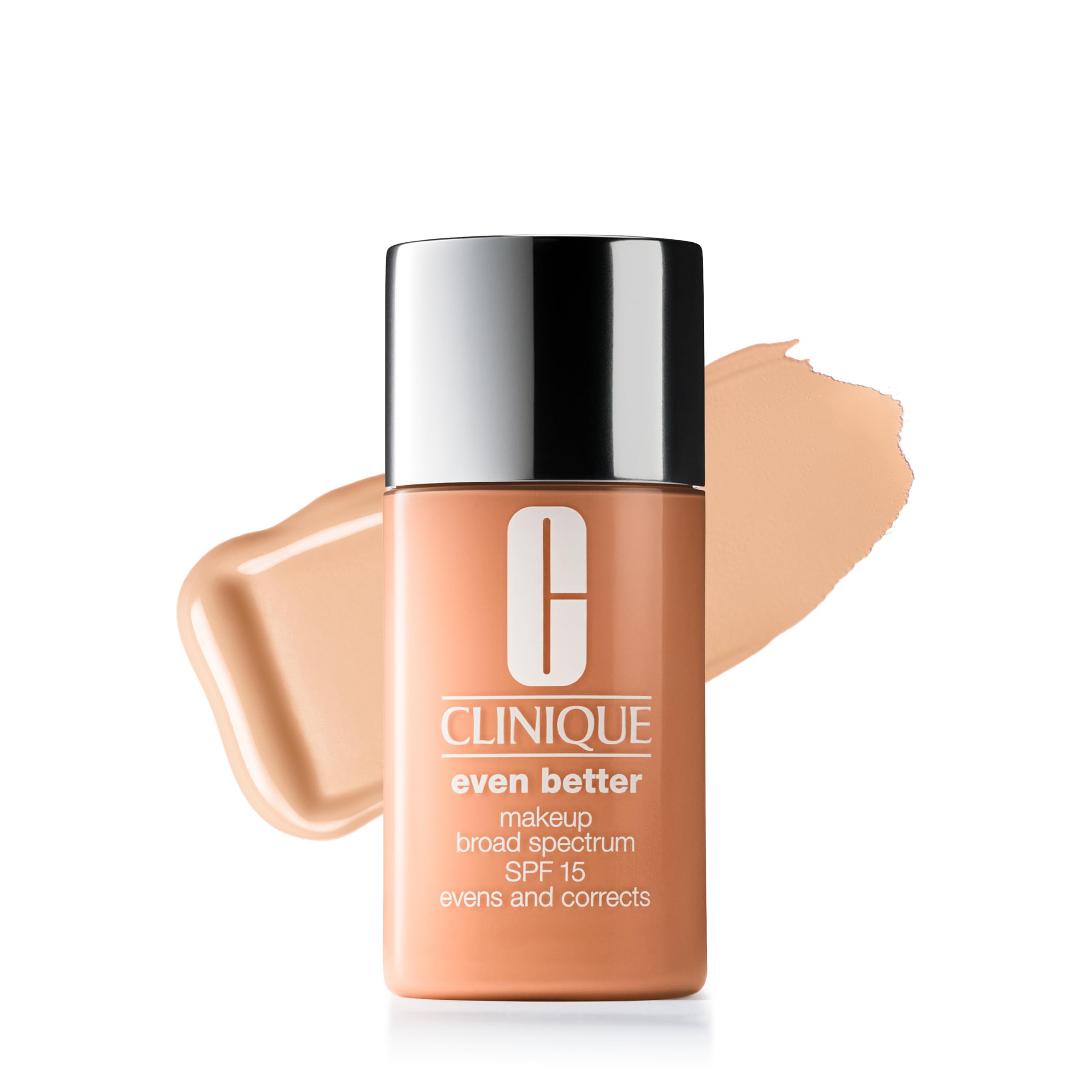 Clinique Even Better Foundation bottle closeup with SPF 15 for an even skin tone.