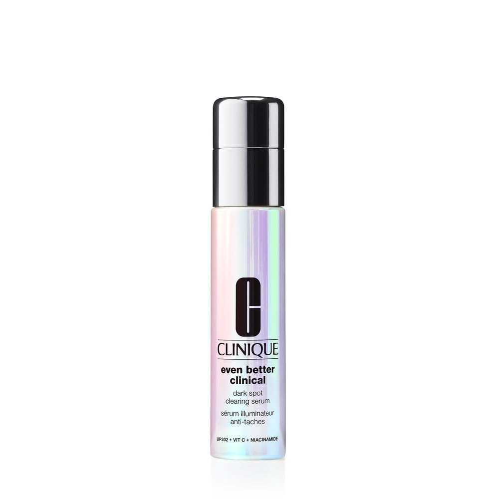 Clinique Even Better Serum bottle closeup highlighting sleek packaging and brightening focus