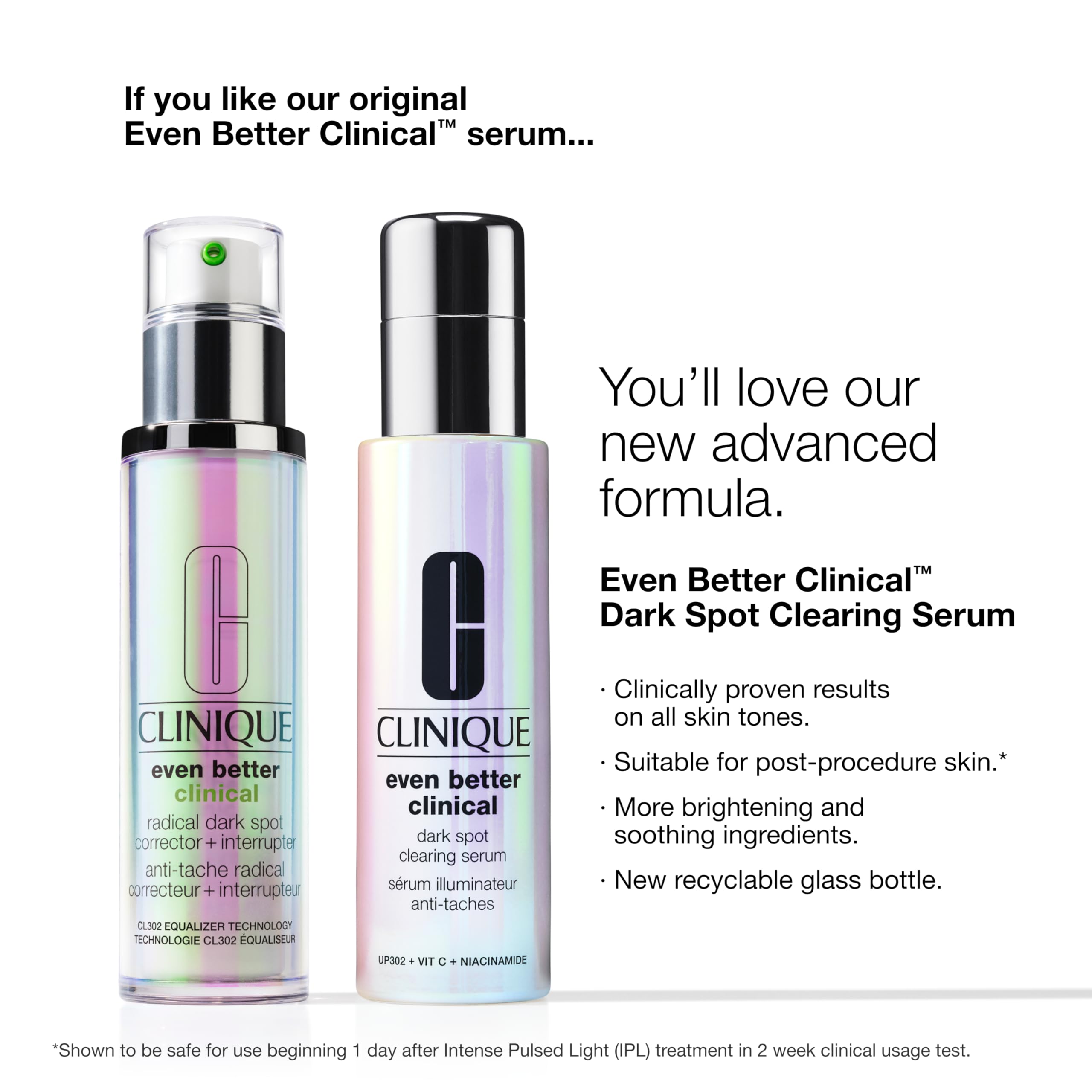 Packaging label closeup on Clinique Even Better Serum