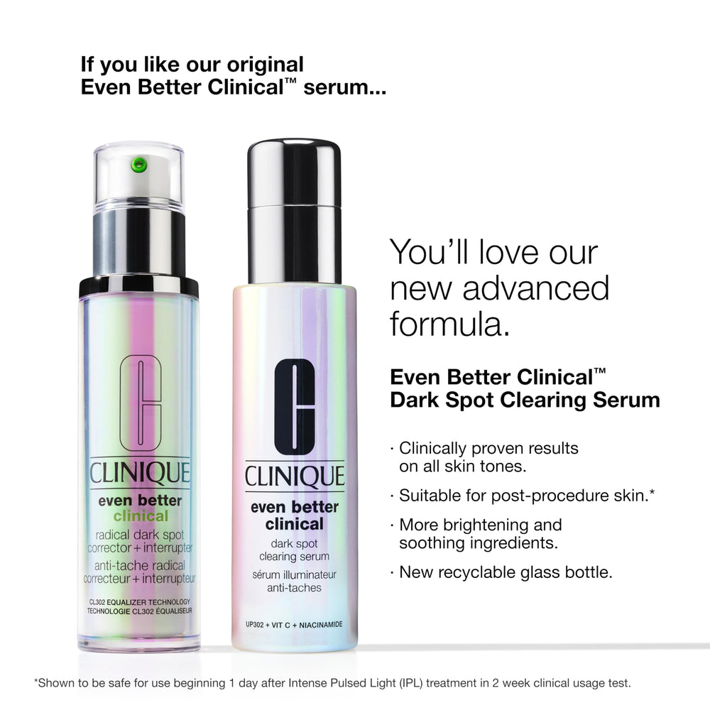 Packaging label closeup on Clinique Even Better Serum