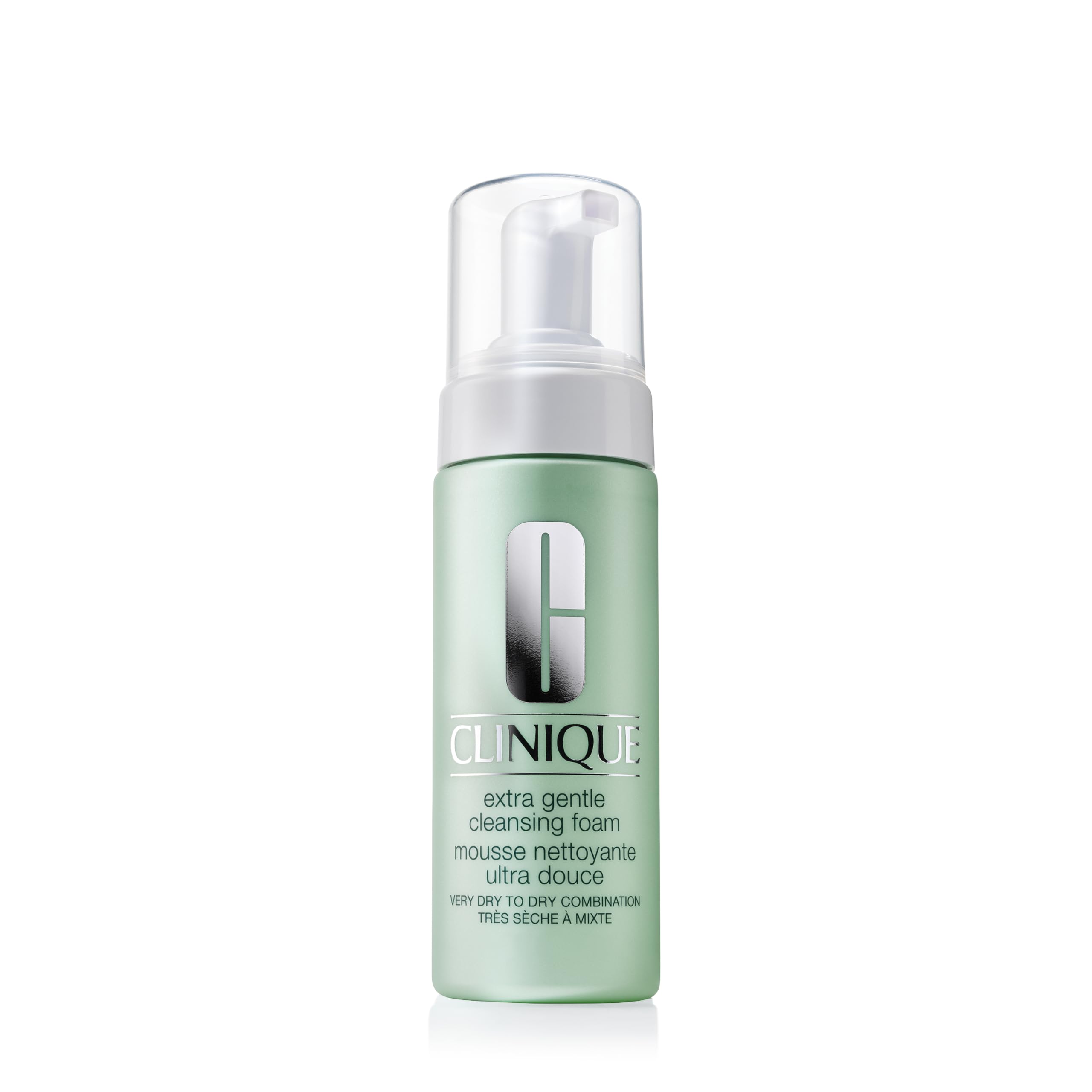 Clinique extra gentle cleansing foam bottle for daily dry-skin care.
