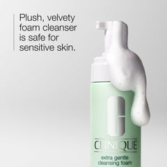 Clinique extra gentle foaming texture closeup for mild cleansing.