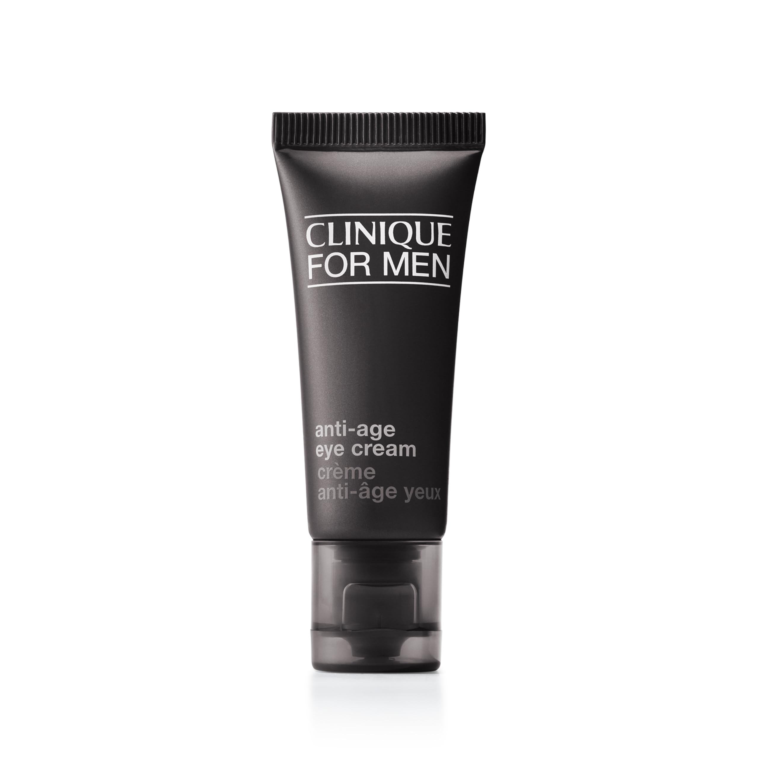 Clinique For Men anti-age eye cream tube closeup highlighting hydrating formula for the eye area