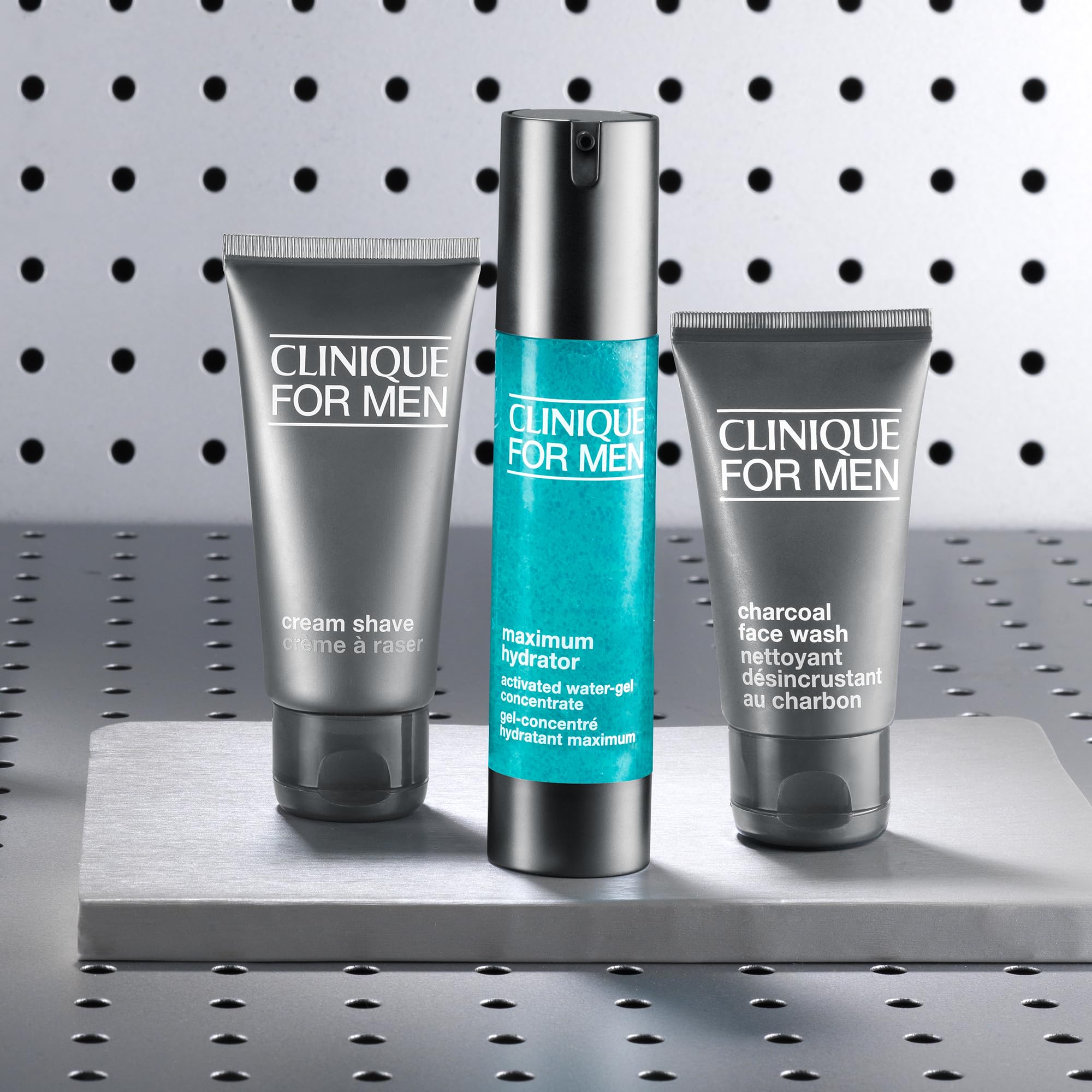 Clinique For Men Maximum Hydrator closeup highlights hyaluronic acid for hydration benefits.