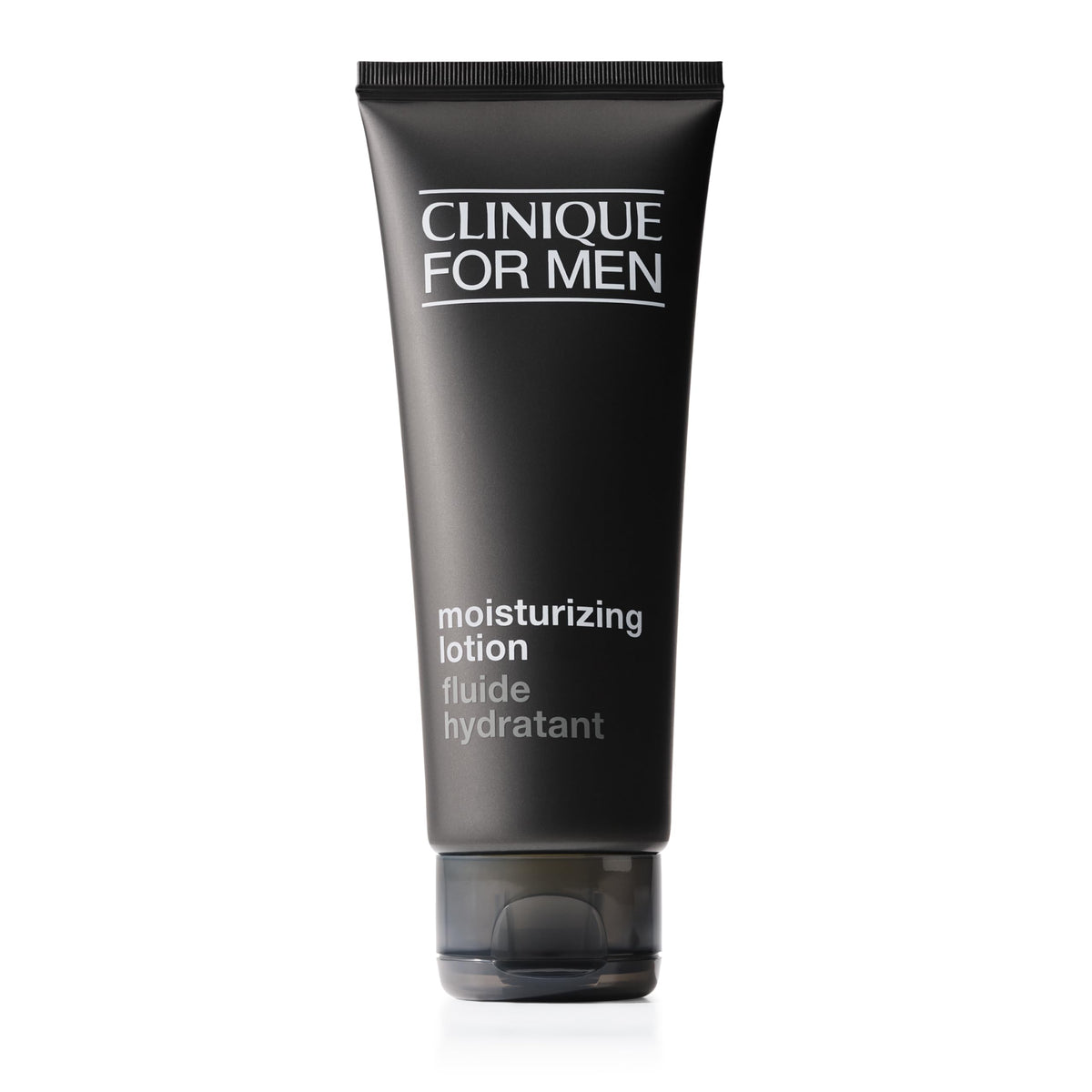 Clinique For Men moisturizing lotion bottle showing the hydrating formula for dry skin