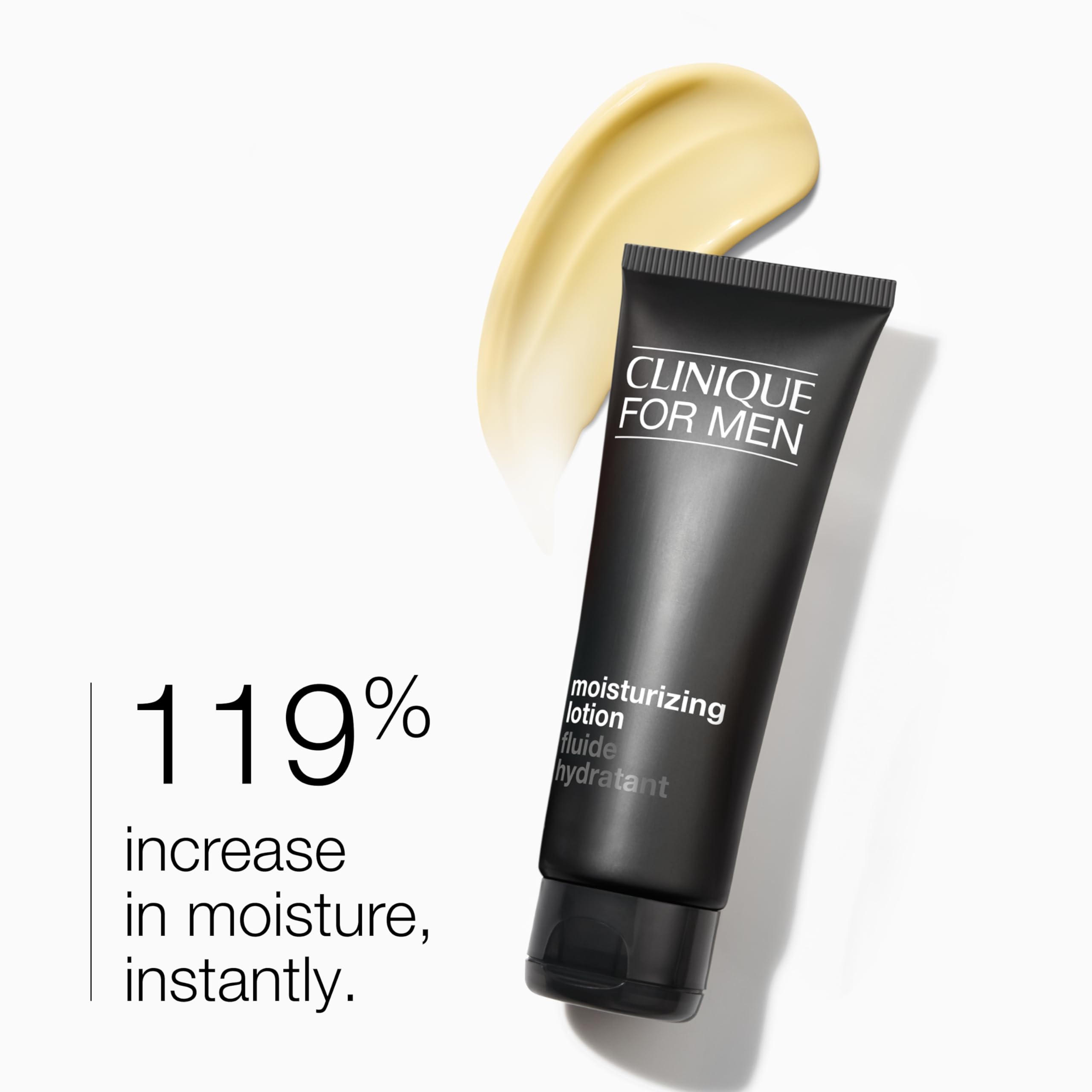 Clinique For Men label close-up highlighting fragrance-free, dermatologist-tested care