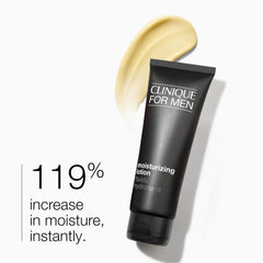 Clinique For Men label close-up highlighting fragrance-free, dermatologist-tested care