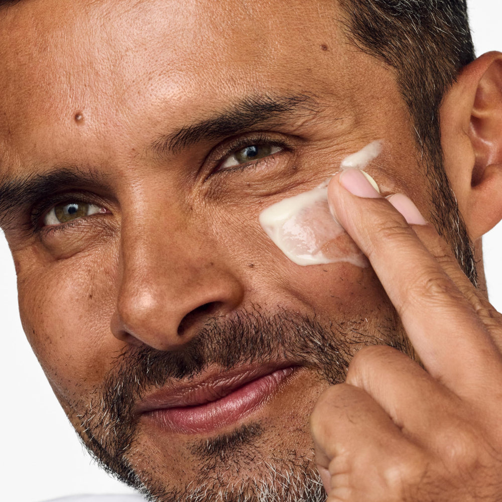 Clinique For Men moisturizer texture swirl demonstrates lightweight hydration for daily use