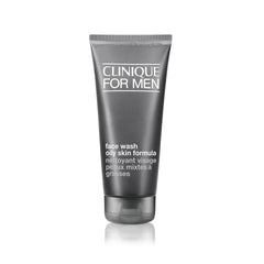 Clinique For Men oil-control face wash bottle demonstrates oil-free cleansing for refreshed skin.