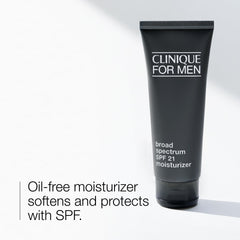 Clinique For Men SPF 21 moisturizer application on the face supports a refreshed morning routine.