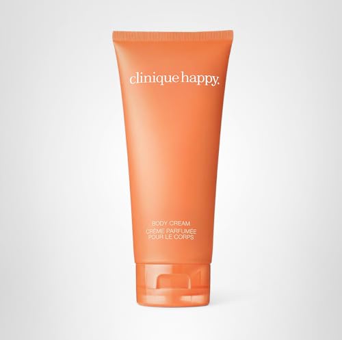 Hands apply Clinique Happy Body Cream to achieve soft, lightly scented skin