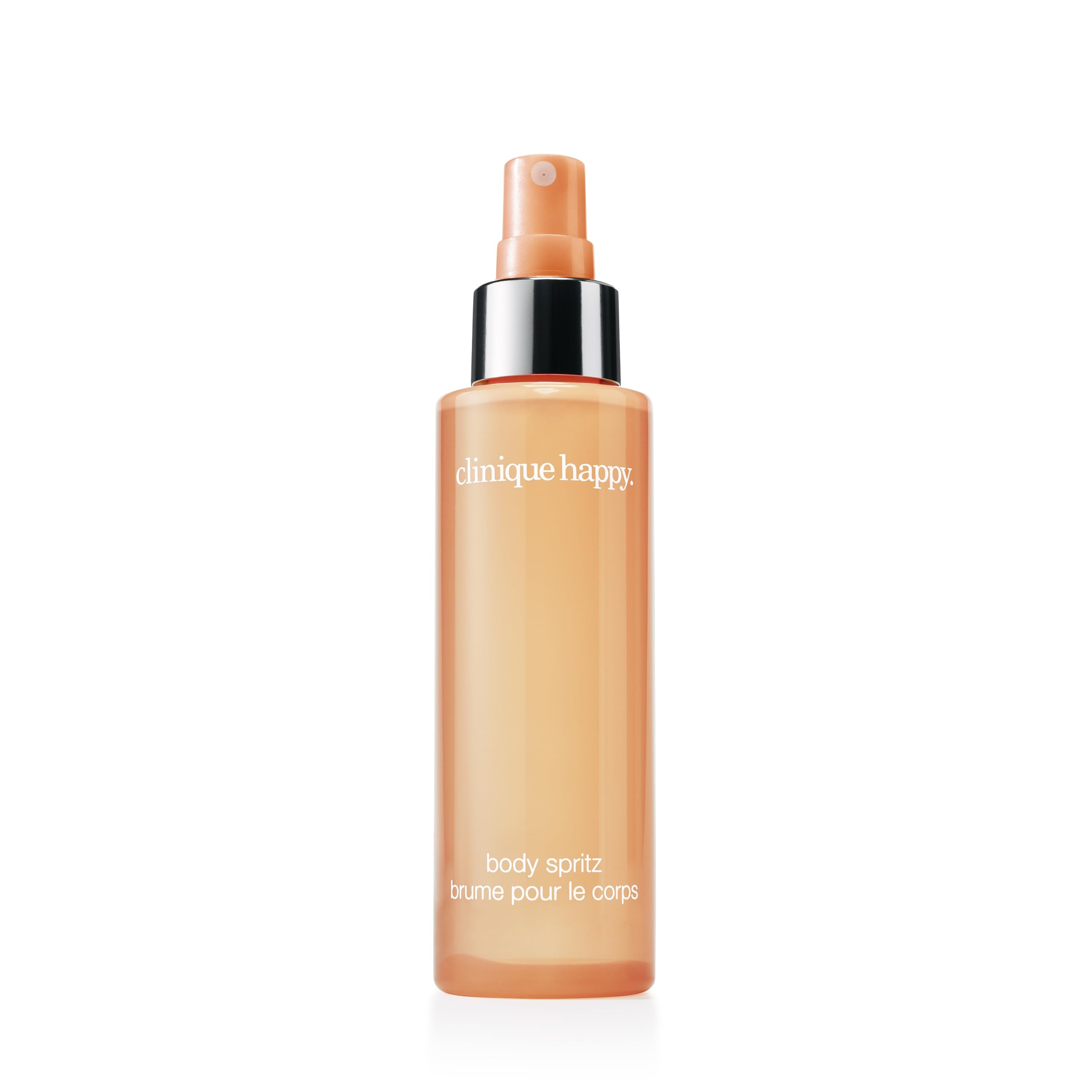Clinique Happy Body Spritz bottle with grapefruit notes for a refreshing start.