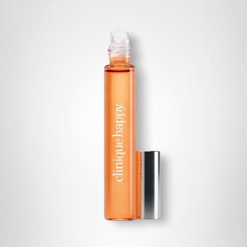 Clinique Happy bottle display highlighting spring mimosa notes