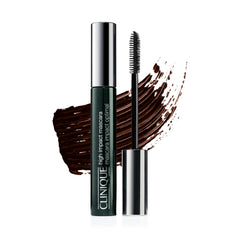 Clinique High Impact Mascara bottle and wand for defined, buildable volume.