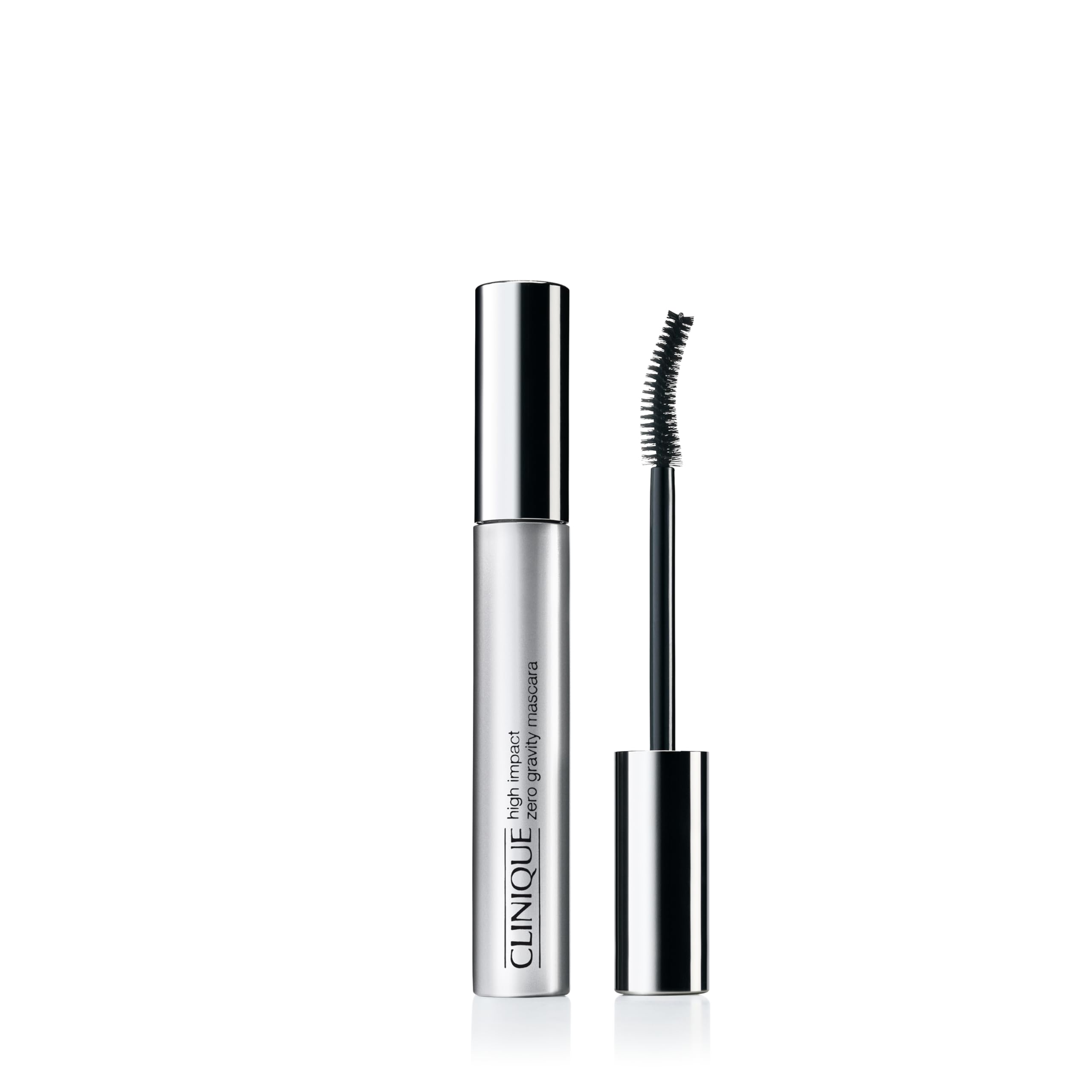 Clinique High Impact Zero Gravity Mascara shows lifted, curved lashes with long-lasting hold.