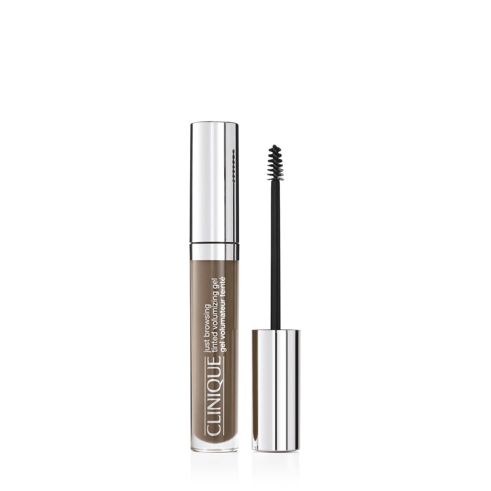 Clinique Just Browsing tinted gel on brow wand for natural volume and easy shaping.