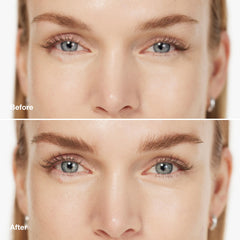 Clinique Just Browsing brow gel demonstrating smudge-proof wear on brows.