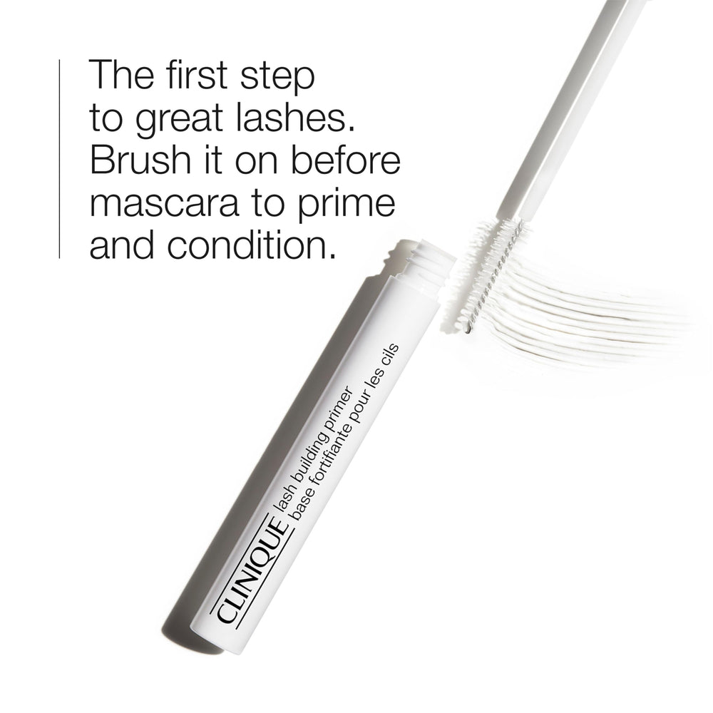 Close-up of Clinique Lash Building Primer conditioning formula readying lashes